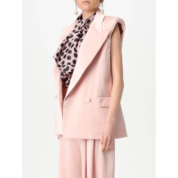 Nina Ricci Crepe Satin Double Breasted Sleeveless Jacket in Blush 38 US  6 - Picture 2 of 3